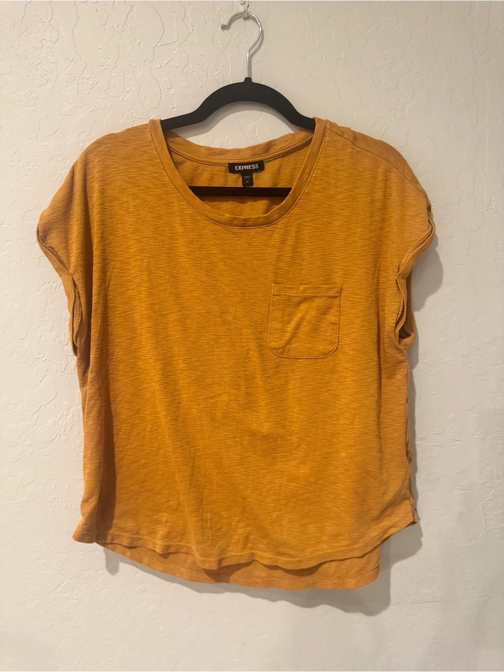Express Women's Golden Mustard Short Sleeve Pocket Tee